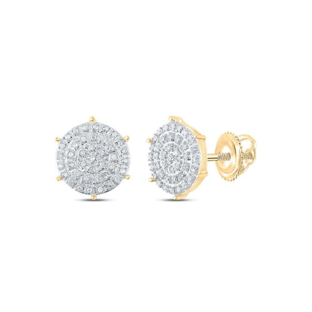 Radiant Brilliance 10kt Yellow Gold Womens Round Diamond Cluster Earrings - Splendid Jewellery