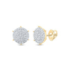 Radiant Brilliance 10kt Yellow Gold Womens Round Diamond Cluster Earrings - Splendid Jewellery