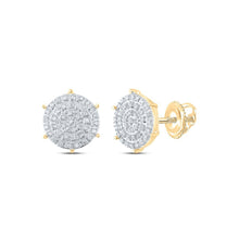 Load image into Gallery viewer, Radiant Brilliance 10kt Yellow Gold Womens Round Diamond Cluster Earrings - Splendid Jewellery