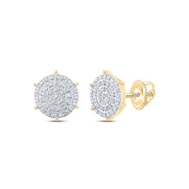 Radiant Brilliance 10kt Yellow Gold Womens Round Diamond Cluster Earrings - Splendid Jewellery