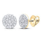 Radiant Brilliance - 10kt Yellow Gold Womens Round Diamond Cluster Earrings - Splendid Jewellery
