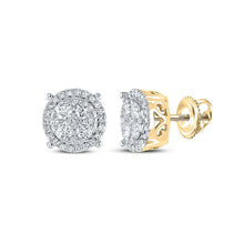 Load image into Gallery viewer, Radiant Brilliance: 10kt Yellow Gold Womens Round Diamond Cluster Earrings - Splendid Jewellery