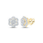 Radiant Brilliance: 10kt Yellow Gold Womens Round Diamond Cluster Earrings - Splendid Jewellery