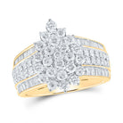 Radiant Brilliance: 10kt Yellow Gold Womens Round Diamond Cluster Ring 2 Cttw - Splendid Jewellery