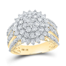 Radiant Brilliance 10kt Yellow Gold Women's Round Diamond Cluster Ring - Splendid Jewellery