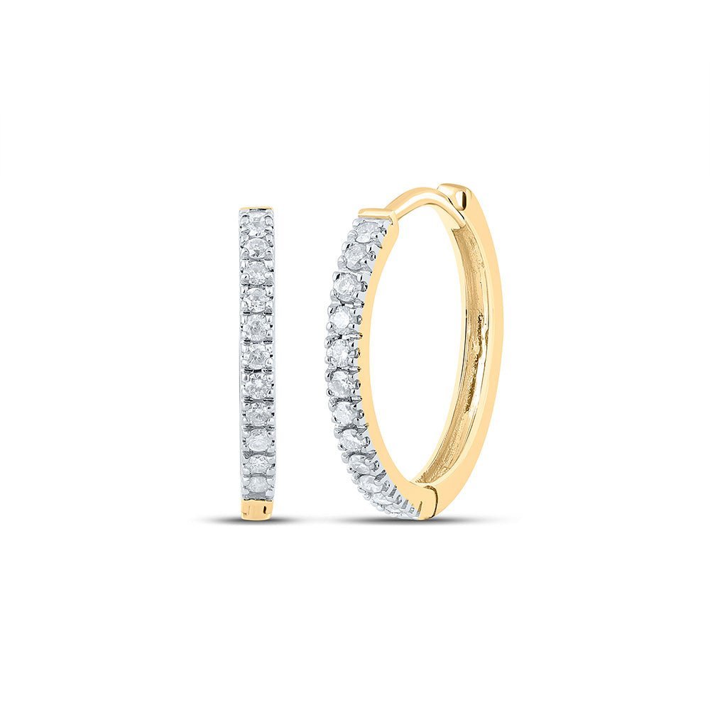 Radiant Brilliance: 10kt Yellow Gold Womens Round Diamond Hoop Earrings 1/2 Cttw - Splendid Jewellery