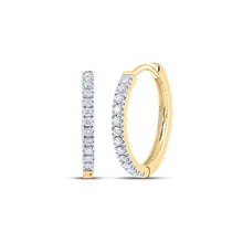 Load image into Gallery viewer, Radiant Brilliance: 10kt Yellow Gold Womens Round Diamond Hoop Earrings 1/2 Cttw - Splendid Jewellery