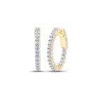 Radiant Brilliance: 10kt Yellow Gold Womens Round Diamond Inside Outside Hoop Earrings 1 Cttw - Splendid Jewellery