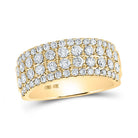 Radiant Brilliance: 10kt Yellow Gold Women's Round Diamond Machine - set Band Ring 1 - 1/2 Cttw - Splendid Jewellery