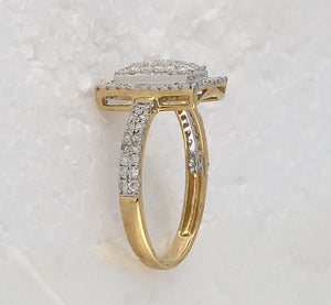 Radiant Brilliance: 10kt Yellow Gold Womens Round Diamond Rectangle Cluster Ring 5/8 Cttw - Splendid Jewellery