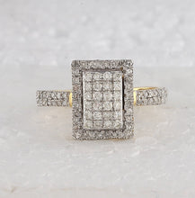 Load image into Gallery viewer, Radiant Brilliance: 10kt Yellow Gold Womens Round Diamond Rectangle Cluster Ring 5/8 Cttw product Top View from Splendid Jewellery