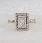 Radiant Brilliance: 10kt Yellow Gold Womens Round Diamond Rectangle Cluster Ring 5/8 Cttw product Top View from Splendid Jewellery