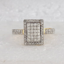 Load image into Gallery viewer, Radiant Brilliance: 10kt Yellow Gold Womens Round Diamond Rectangle Cluster Ring 5/8 Cttw - Splendid Jewellery