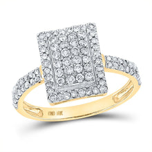 Load image into Gallery viewer, Radiant Brilliance: 10kt Yellow Gold Womens Round Diamond Rectangle Cluster Ring 5/8 Cttw - Splendid Jewellery