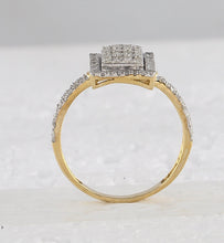 Load image into Gallery viewer, Radiant Brilliance: 10kt Yellow Gold Womens Round Diamond Rectangle Cluster Ring 5/8 Cttw product Side View from Splendid Jewellery