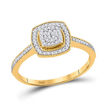 Load image into Gallery viewer, Radiant Brilliance: 10kt Yellow Gold Womens Round Diamond Square Cluster Ring 1/5 Cttw - Splendid Jewellery