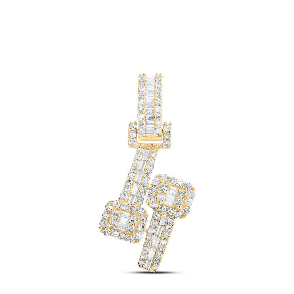 Radiant Brilliance: 10kt Yellow Gold Womens Round Diamond Square Cuff Pendant - Splendid Jewellery