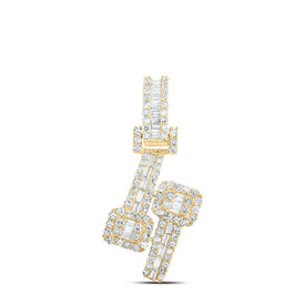 Radiant Brilliance: 10kt Yellow Gold Womens Round Diamond Square Cuff Pendant - Splendid Jewellery