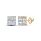 Radiant Brilliance: 10kt Yellow Gold Womens Round Diamond Square Earrings 1/2 Cttw - Splendid Jewellery