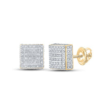 Load image into Gallery viewer, Radiant Brilliance: 10kt Yellow Gold Womens Round Diamond Square Earrings 1/2 Cttw - Splendid Jewellery