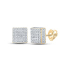 Radiant Brilliance: 10kt Yellow Gold Womens Round Diamond Square Earrings 1/2 Cttw - Splendid Jewellery