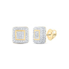 Radiant Brilliance: 10kt Yellow Gold Womens Round Diamond Square Earrings 1/2 Cttw - Splendid Jewellery