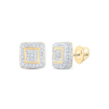 Load image into Gallery viewer, Radiant Brilliance: 10kt Yellow Gold Womens Round Diamond Square Earrings 1/2 Cttw - Splendid Jewellery