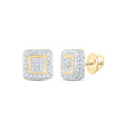 Radiant Brilliance: 10kt Yellow Gold Womens Round Diamond Square Earrings 1/2 Cttw - Splendid Jewellery