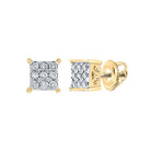Radiant Brilliance: 10kt Yellow Gold Womens Round Diamond Square Earrings - Splendid Jewellery