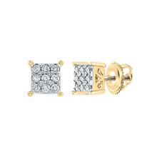 Load image into Gallery viewer, Radiant Brilliance: 10kt Yellow Gold Womens Round Diamond Square Earrings - Splendid Jewellery