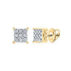 Radiant Brilliance: 10kt Yellow Gold Womens Round Diamond Square Earrings - Splendid Jewellery