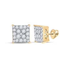 Load image into Gallery viewer, Radiant Brilliance: 10kt Yellow Gold Womens Round Diamond Square Earrings - Splendid Jewellery