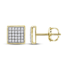 Load image into Gallery viewer, Radiant Brilliance: 10kt Yellow Gold Womens Round Diamond Square Earrings - Splendid Jewellery