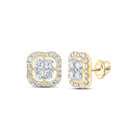 Radiant Brilliance: 10kt Yellow Gold Womens Round Diamond Square Earrings - Splendid Jewellery