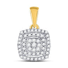 Radiant Brilliance: 10kt Yellow Gold Womens Round Diamond Square Frame Cluster Pendant - Splendid Jewellery