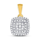 Radiant Brilliance: 10kt Yellow Gold Womens Round Diamond Square Frame Cluster Pendant - Splendid Jewellery