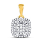 Radiant Brilliance: 10kt Yellow Gold Womens Round Diamond Square Frame Cluster Pendant  Top View from Splendid Jewellery