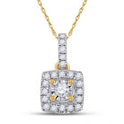 Radiant Brilliance: 10kt Yellow Gold Womens Round Diamond Square Pendant 1/6 Cttw - Splendid Jewellery