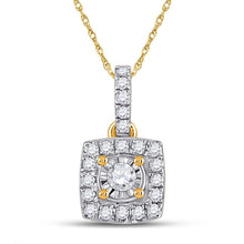 Load image into Gallery viewer, Radiant Brilliance: 10kt Yellow Gold Womens Round Diamond Square Pendant 1/6 Cttw - Splendid Jewellery