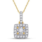 Radiant Brilliance: 10kt Yellow Gold Womens Round Diamond Square Pendant 1/6 Cttw - Splendid Jewellery