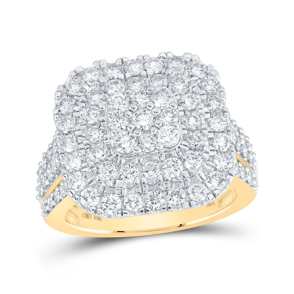 Radiant Brilliance: 10kt Yellow Gold Womens Round Diamond Square Ring 3 Cttw - Splendid Jewellery