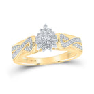 Radiant Brilliance: 10kt Yellow Gold Womens Round Diamond Tear Cluster Ring 1/4 Cttw - Splendid Jewellery
