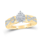 Radiant Brilliance: 10kt Yellow Gold Womens Round Diamond Tear Cluster Ring 1/4 Cttw - Splendid Jewellery