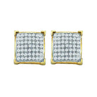 Radiant Brilliance: 10kt Yellow Gold Womens Round Pave - set Diamond Square Cluster Earrings 1/10 Cttw - Splendid Jewellery