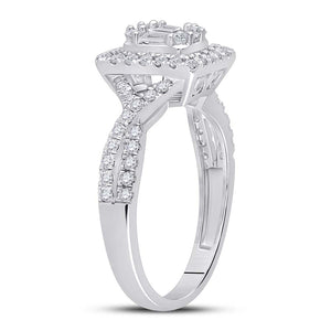 Radiant Brilliance: 14kt White Gold Baguette Diamond Cluster Ring - Splendid Jewellery