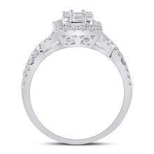 Load image into Gallery viewer, Radiant Brilliance: 14kt White Gold Baguette Diamond Cluster Ring - Side View