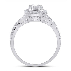 Radiant Brilliance: 14kt White Gold Baguette Diamond Cluster Ring - Splendid Jewellery