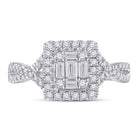 Radiant Brilliance: 14kt White Gold Baguette Diamond Cluster Ring - Splendid Jewellery