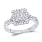 Radiant Brilliance: 14kt White Gold Baguette Diamond Cluster Ring - Top View