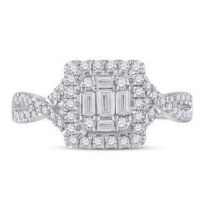 Radiant Brilliance: 14kt White Gold Baguette Diamond Cluster Ring - Splendid Jewellery